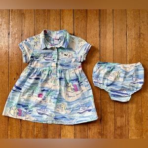 Vineyard Vines Blue Islands Shirt Dress & Bloomers 18mo